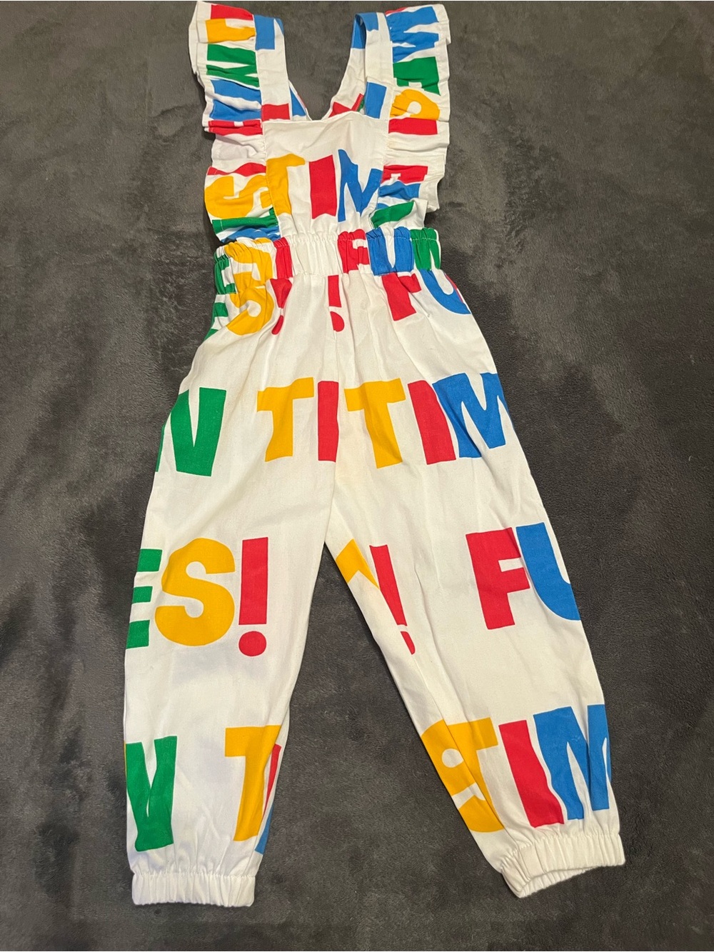 Kids White Multicolor Letter-Print One-Piece Romper